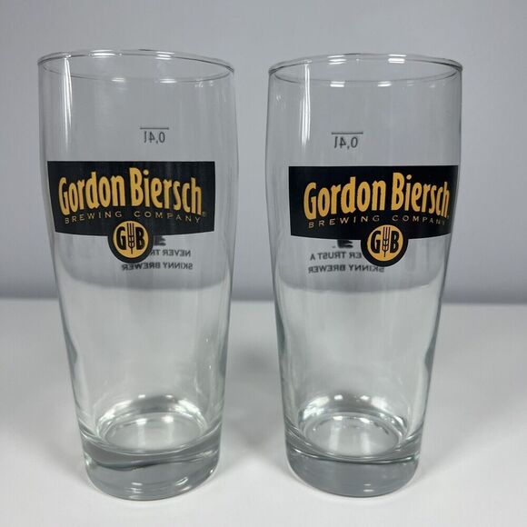 Lot of 2 Gordon Biersch .4 Liter Willi Becher Style Glasses 6 1/2" Tall - Picture 1 of 5